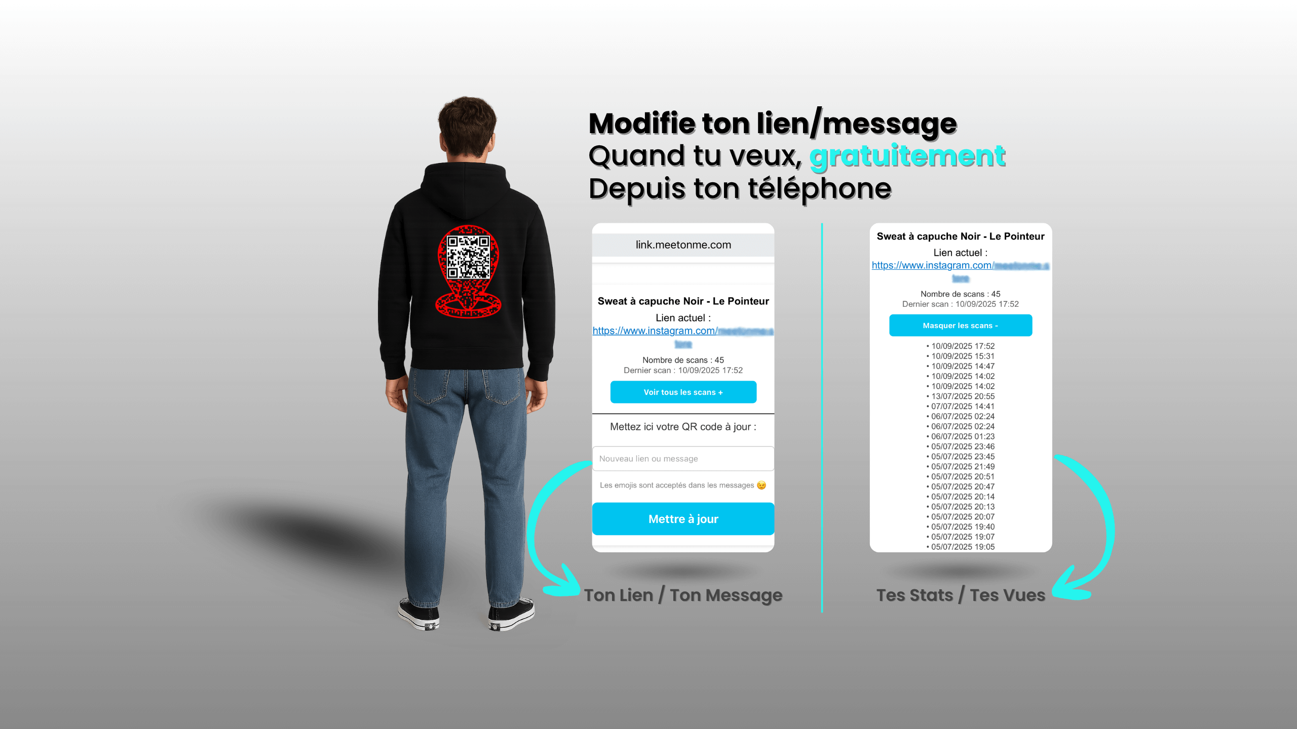 Personnalisation du QR Code sur vêtement connecté – MeetOnMe