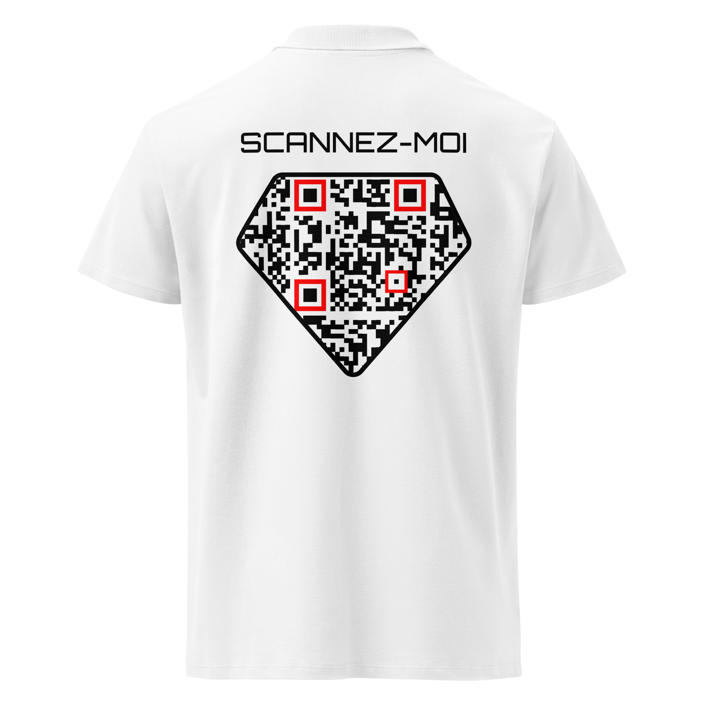 Polo QR Code personnalisé Le Diamant – modèle blanc arrière