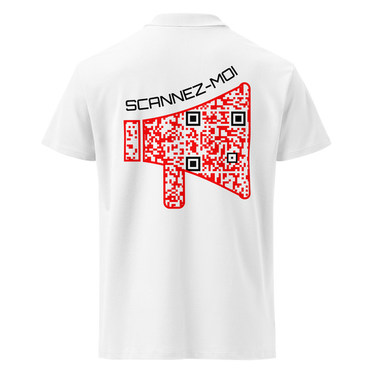 Polo QR Code original Le Mégaphone – dos avec QR code intégré