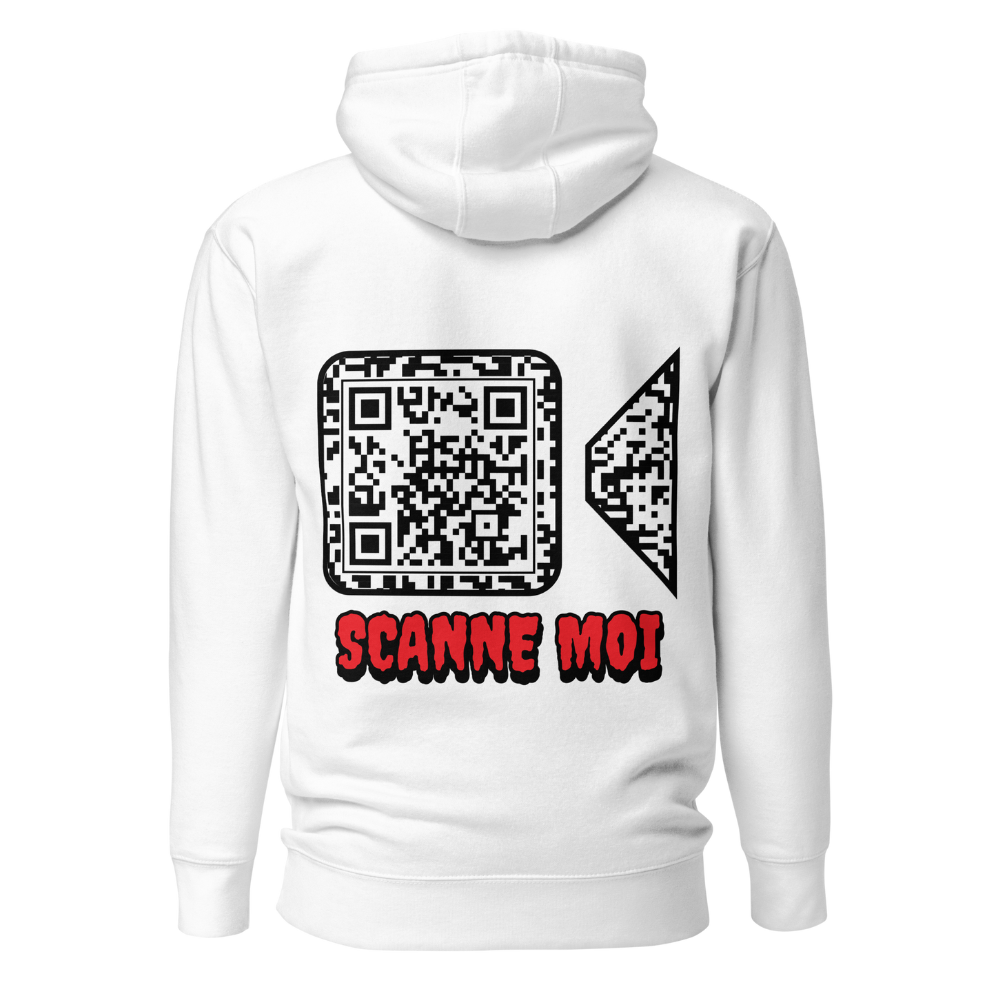 Sweat QR Code original La Caméra blanc – dos avec variante Scanne Moi 2
