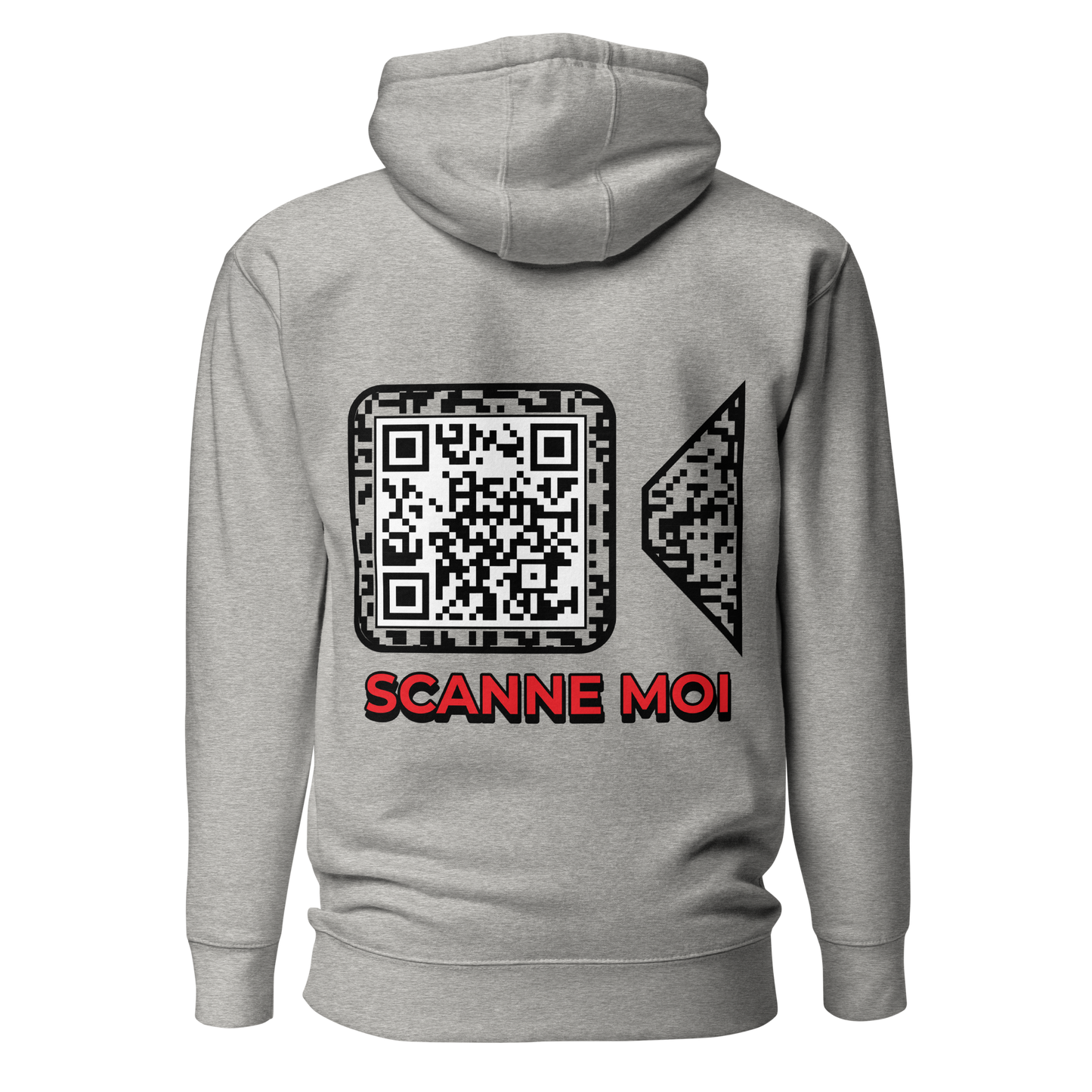 Sweat QR Code personnalisé La Caméra gris – dos avec phrase Scanne Moi