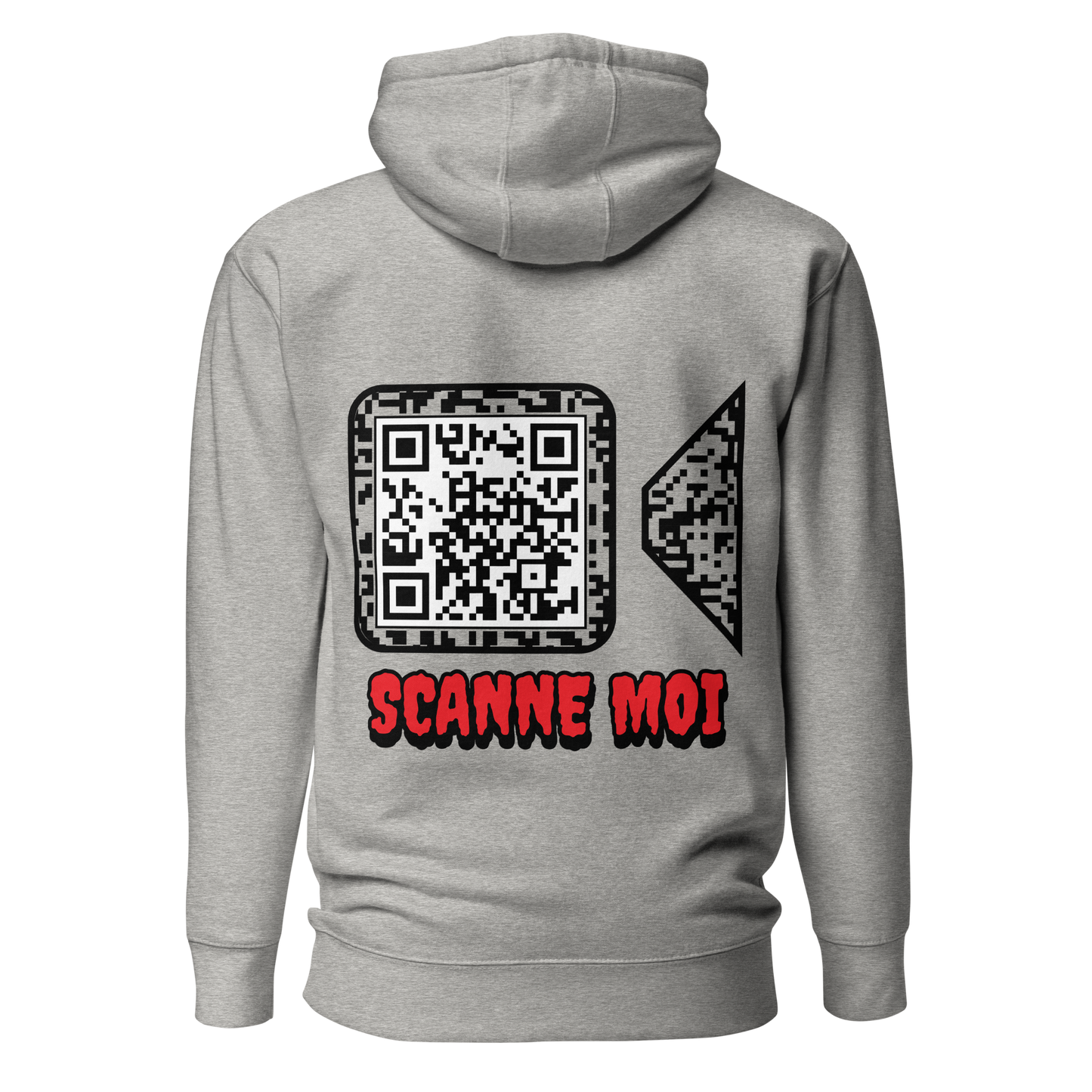 Sweat QR Code original La Caméra gris – dos avec variante Scanne Moi 2