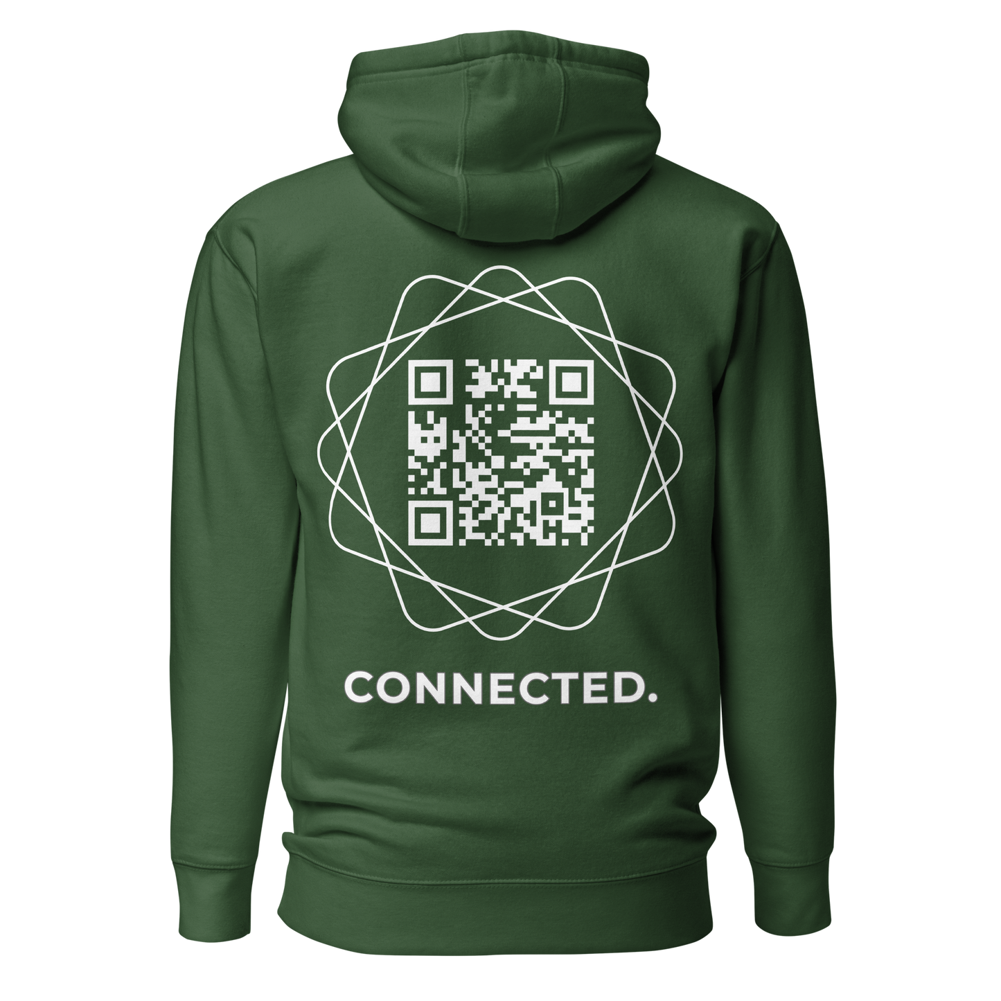 Sweat QR Code original Le Connected vert forêt – dos avec QR code stylisé et épuré