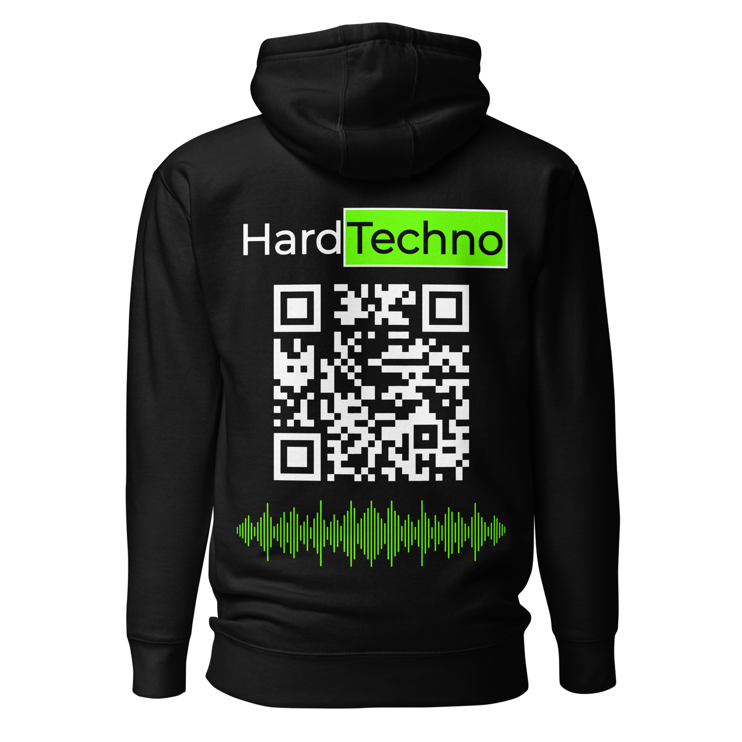 Sweat QR Code original Le Hard Techno vert – dos avec QR code intégré