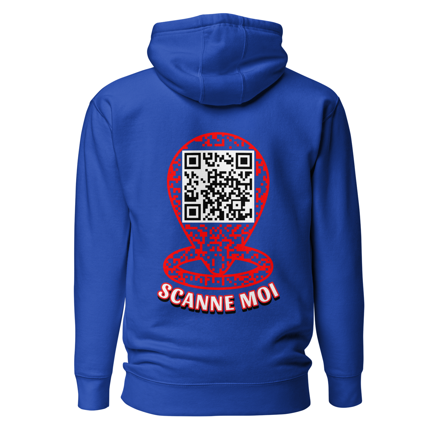 Sweat QR Code personnalisé Le Pointeur team royal – dos avec phrase Scanne Moi