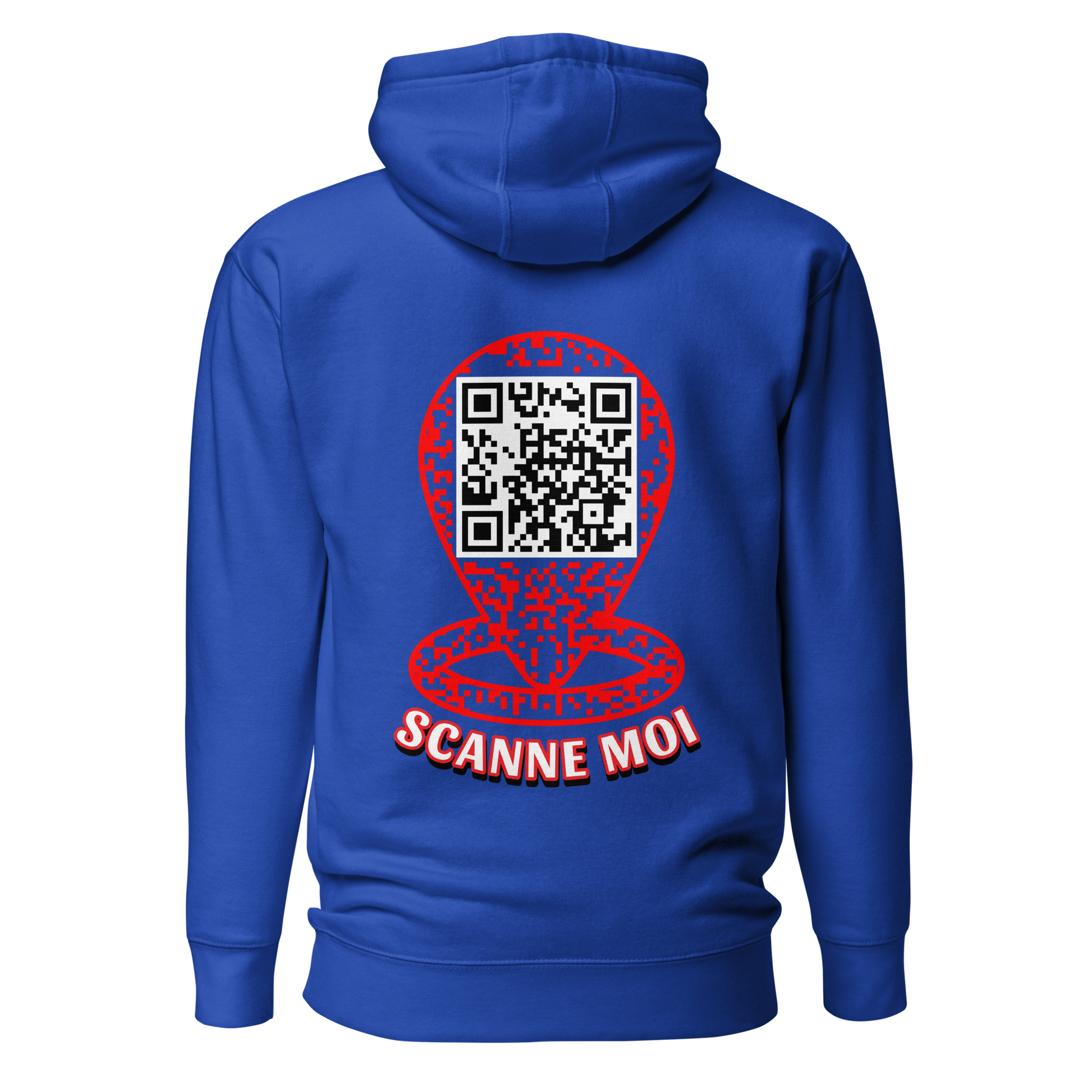 Sweat QR Code personnalisé Le Pointeur team royal – dos avec phrase Scanne Moi