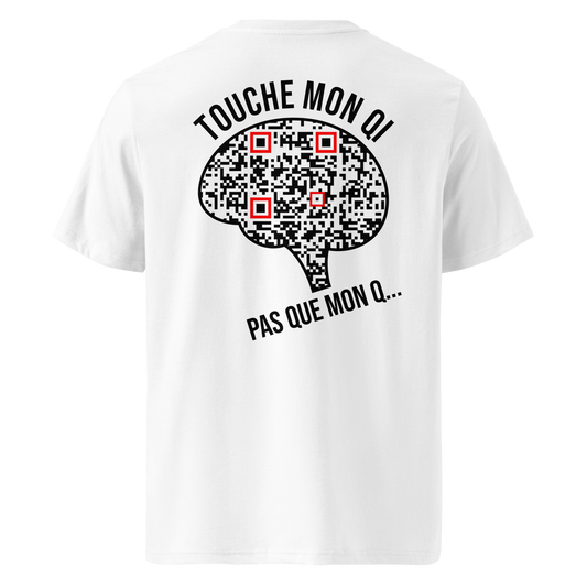 T-shirt QR Code humoristique Le QI Touché – modèle blanc dos