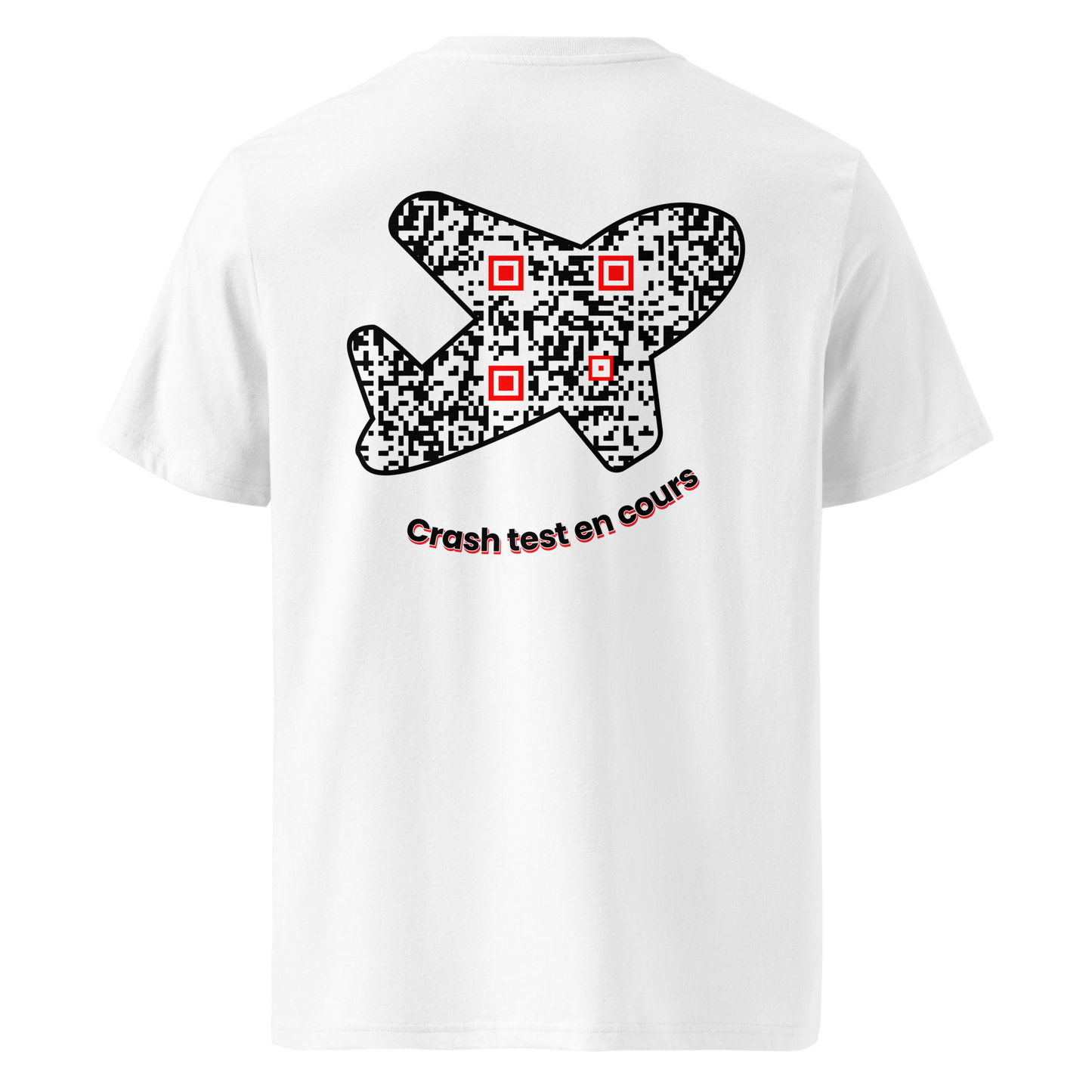 T-shirt QR Code personnalisé L’Avion – dos avec texte Crash test en cours