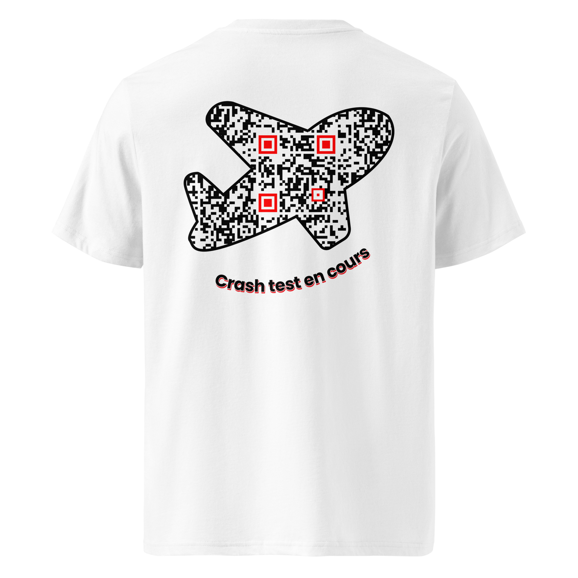 T-shirt QR Code personnalisé L’Avion – dos avec texte Crash test en cours