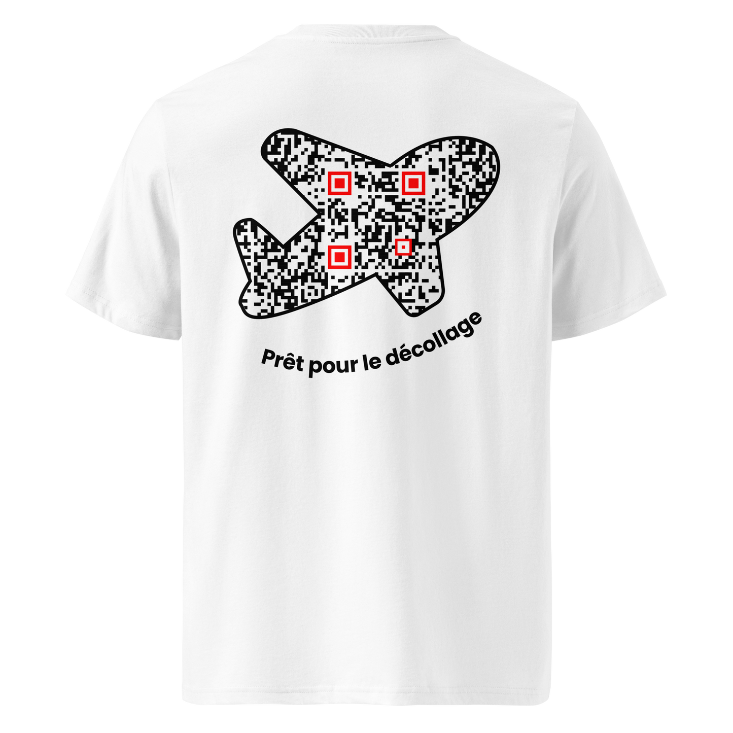 T-shirt QR Code personnalisé L’Avion – dos avec texte Prêt pour le décollage