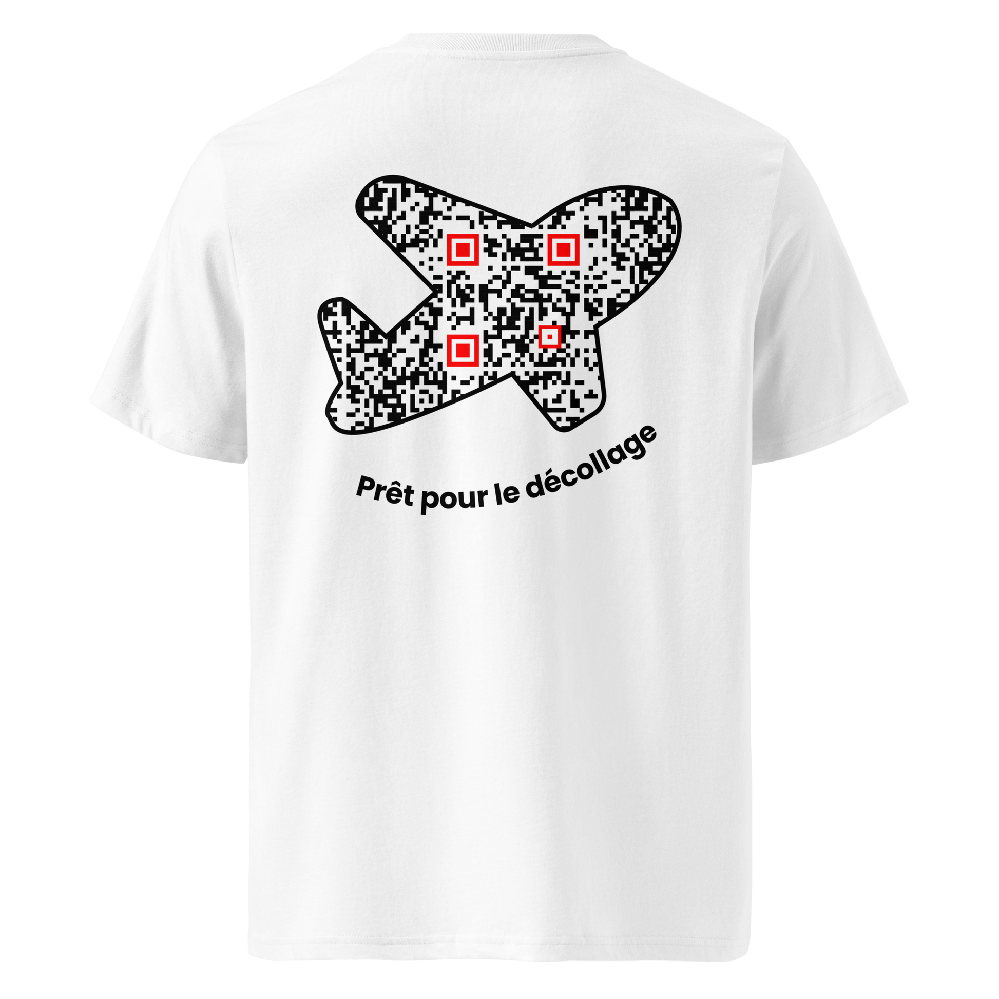 T-shirt QR Code personnalisé L’Avion – dos avec texte Prêt pour le décollage