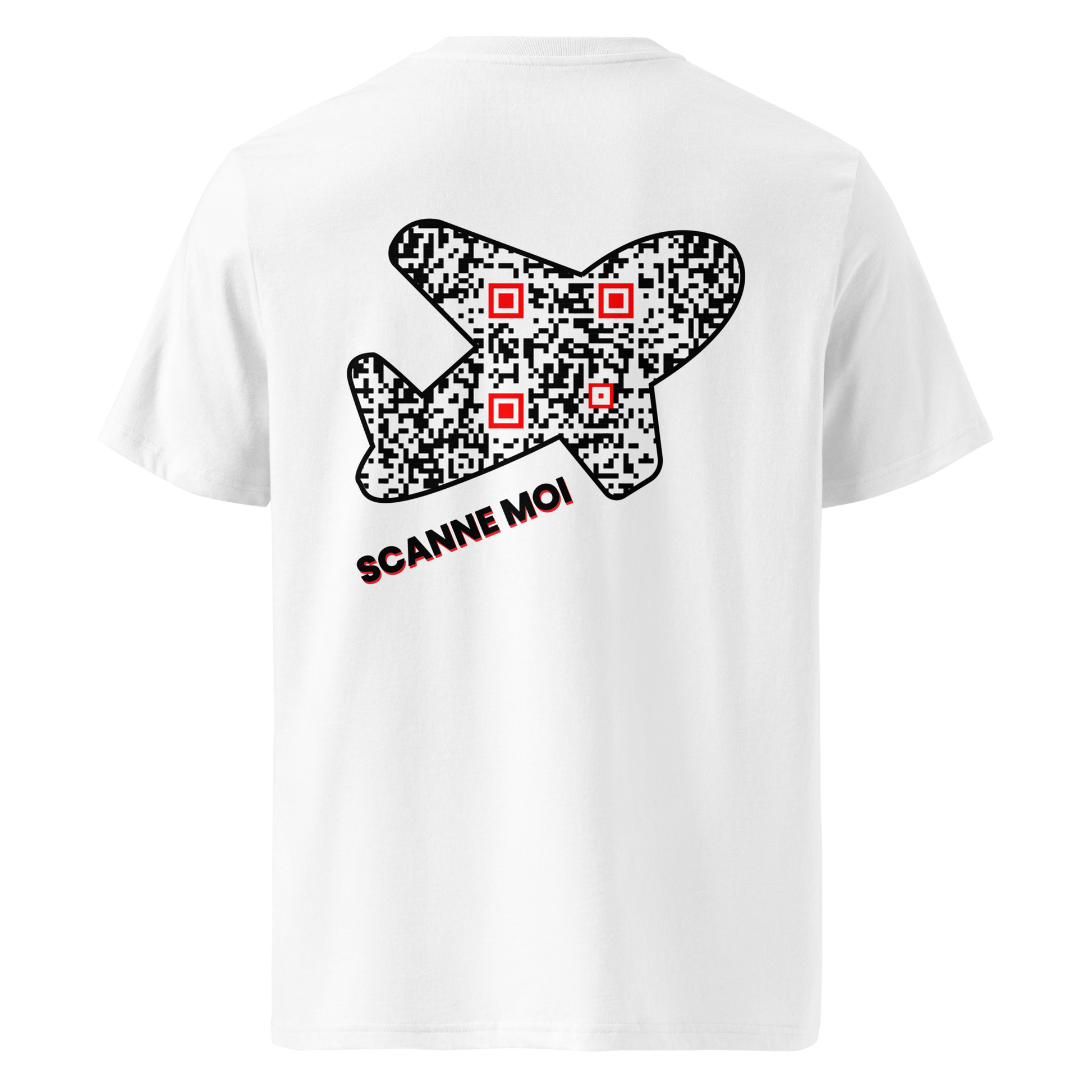 T-shirt QR Code personnalisé L’Avion – dos avec texte Scanne moi