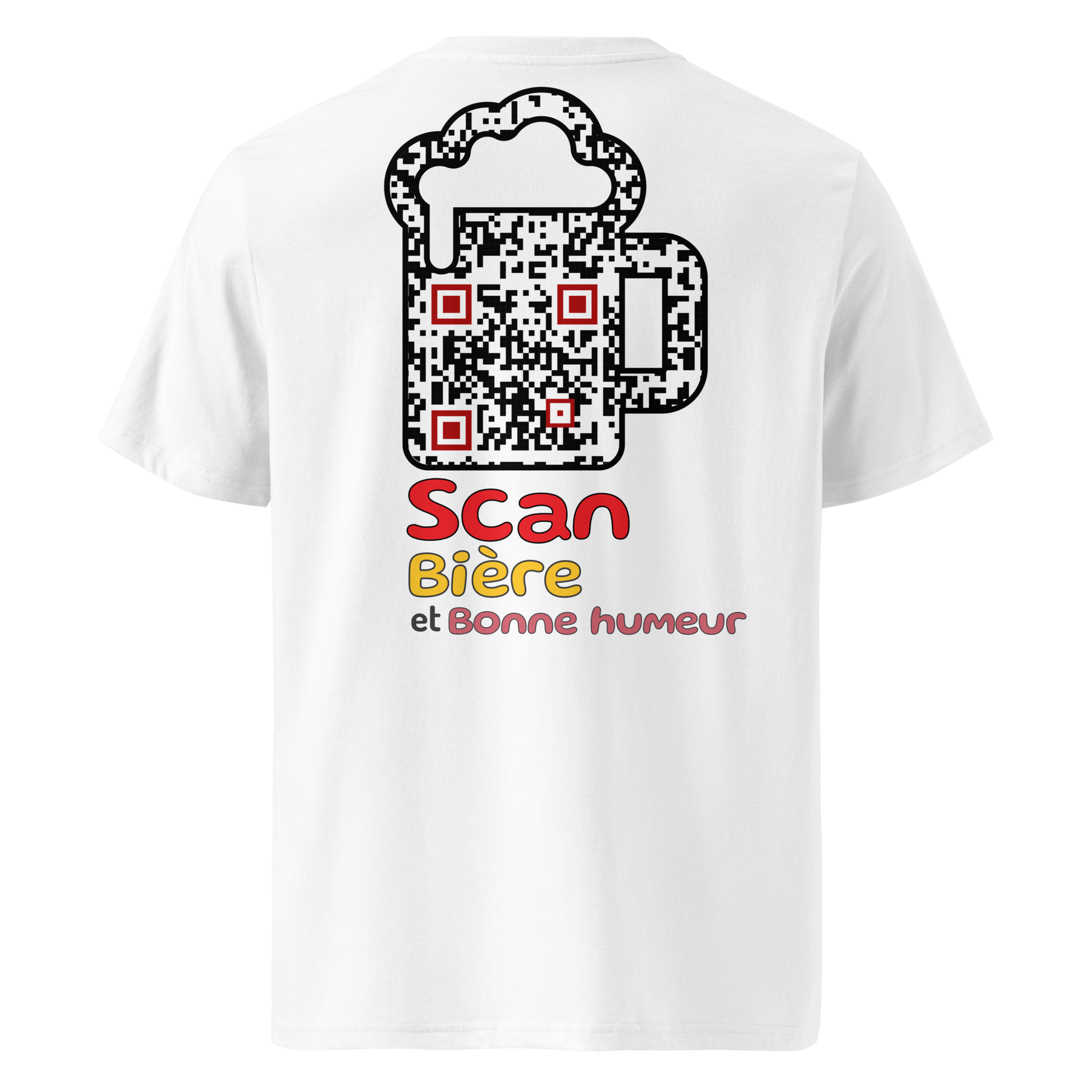 T-shirt QR Code personnalisé La Bière – dos avec texte Scan bière et bonne humeur