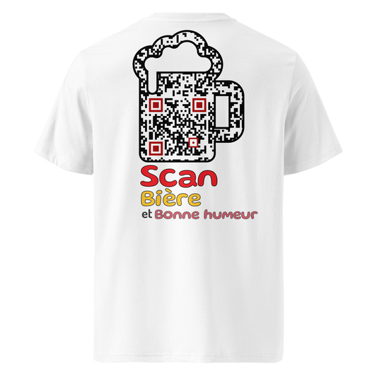 T-shirt QR Code personnalisé La Bière – dos avec texte Scan bière et bonne humeur