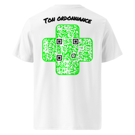 T-shirt QR Code personnalisé La Croix Verte – dos avec texte Ton ordonnance