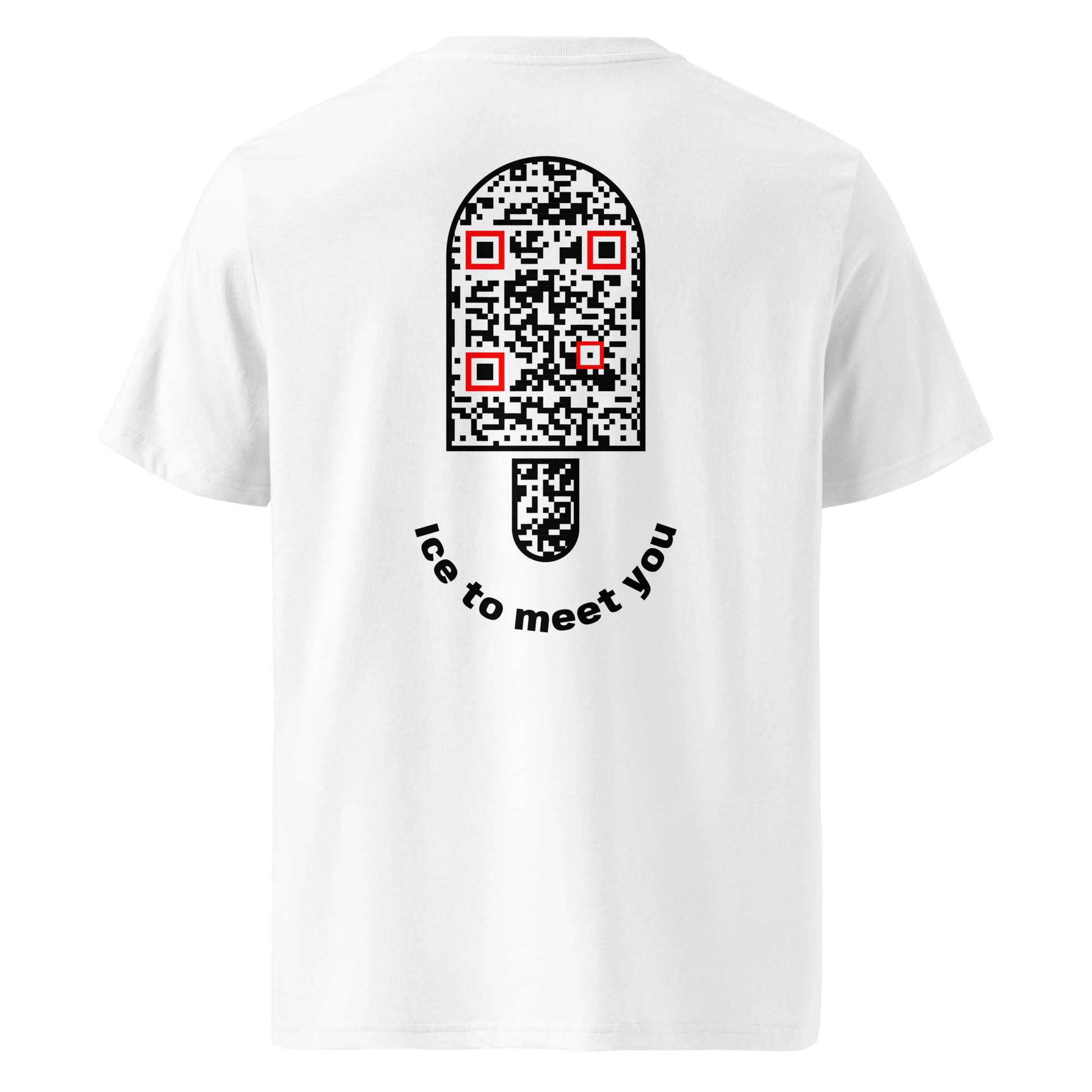 T-shirt QR Code personnalisé Le Bâtonnet – dos avec texte Ice to meet you