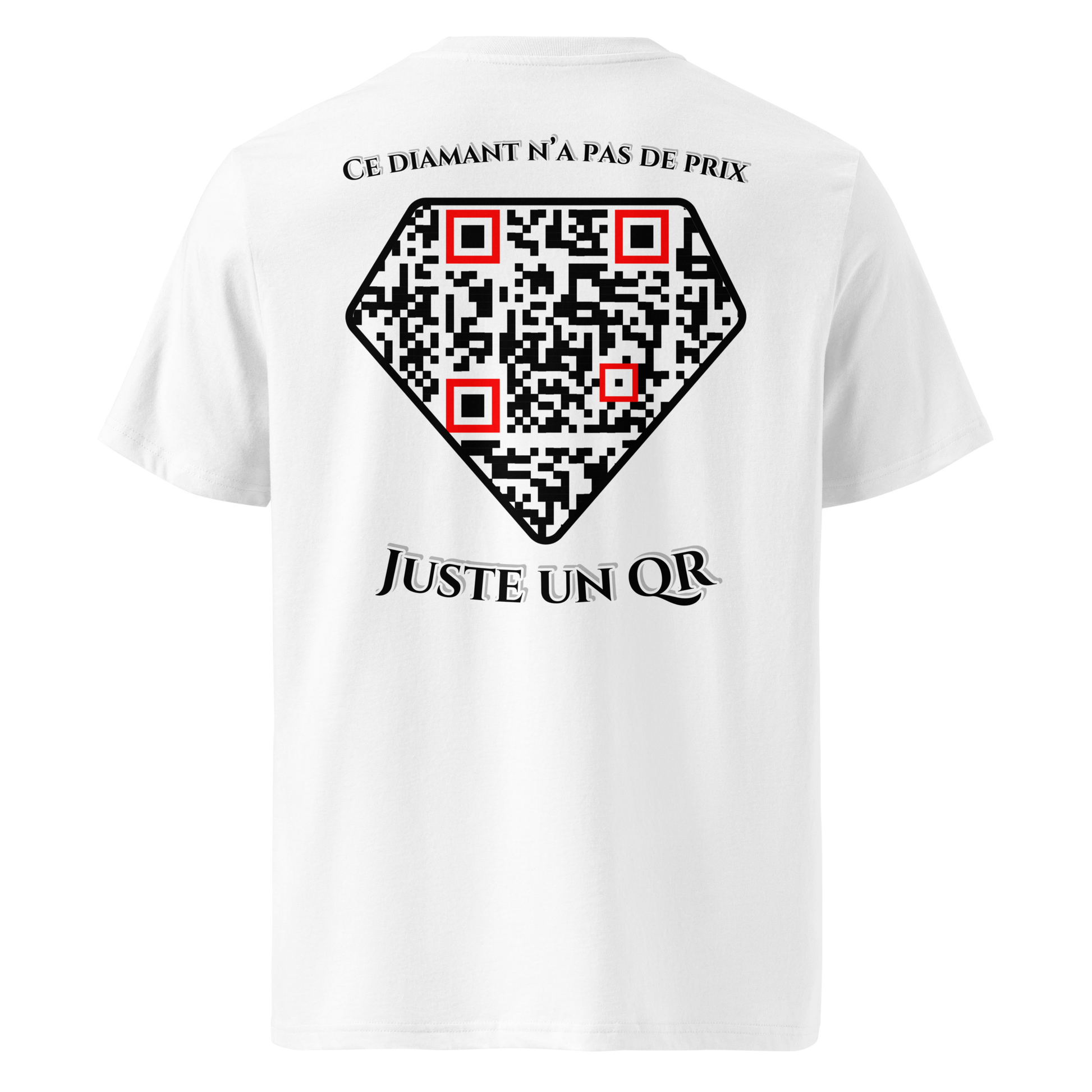 T-shirt QR Code personnalisé Le Diamant – dos avec texte Ce diamant n’a pas de prix.. Juste un QR