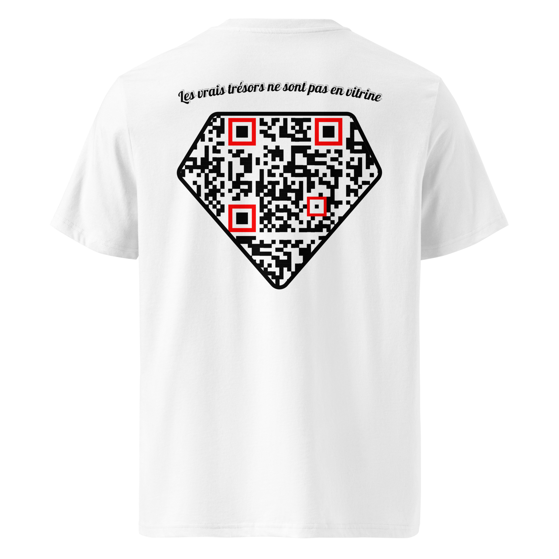 T-shirt QR Code personnalisé Le Diamant – dos avec texte Les vrais trésors ne sont pas en vitrine
