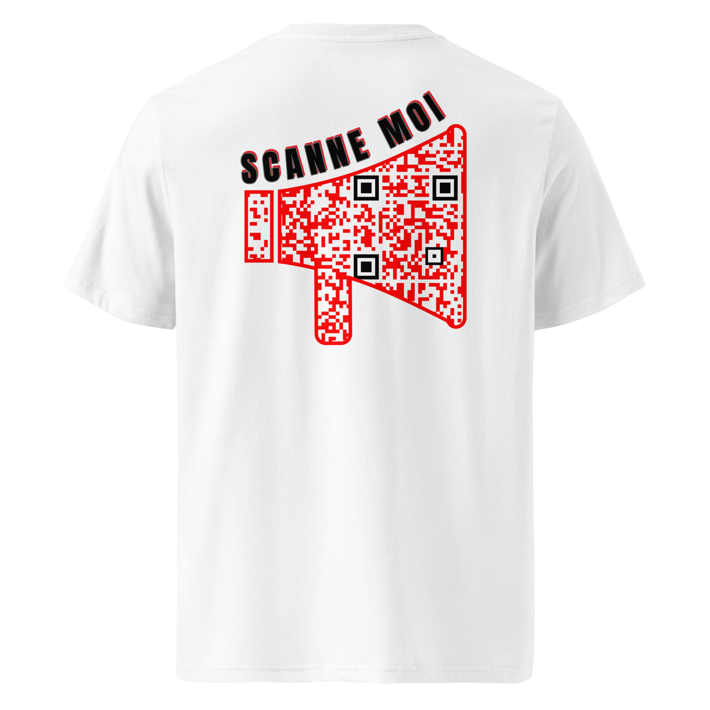 T-shirt QR Code personnalisé Le Mégaphone – dos avec texte Scanne moi