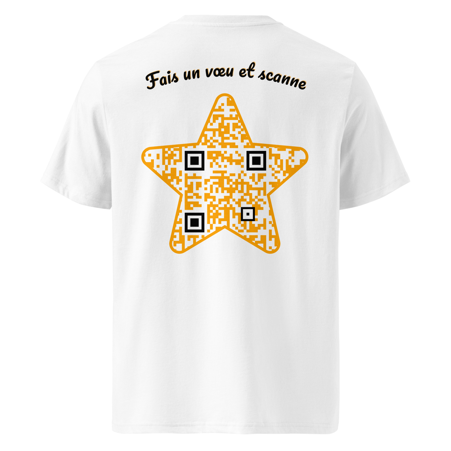 T-shirt QR Code personnalisé L’Étoile – dos avec texte Fais un vœu et scanne