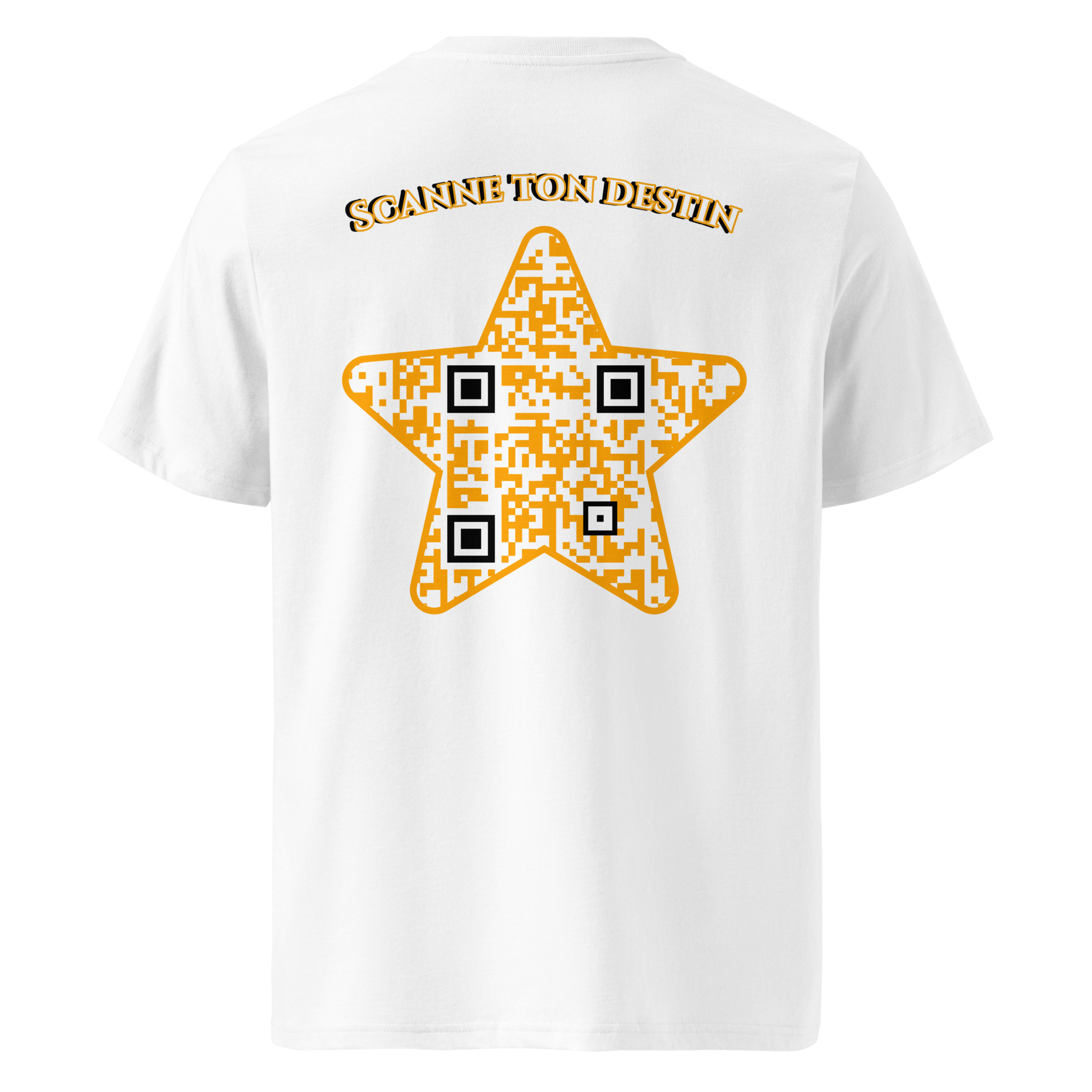 T-shirt QR Code personnalisé L’Étoile – dos avec texte Scanne ton destin