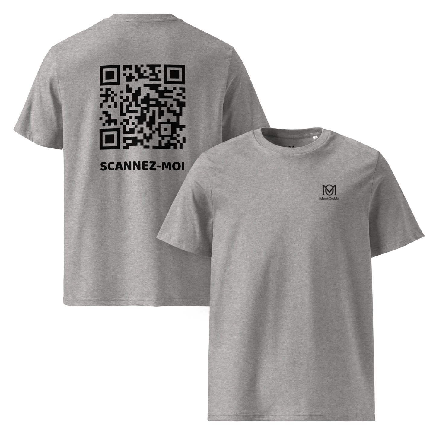 t-shirt qr code personnalisable gris le scannez-moi BIS