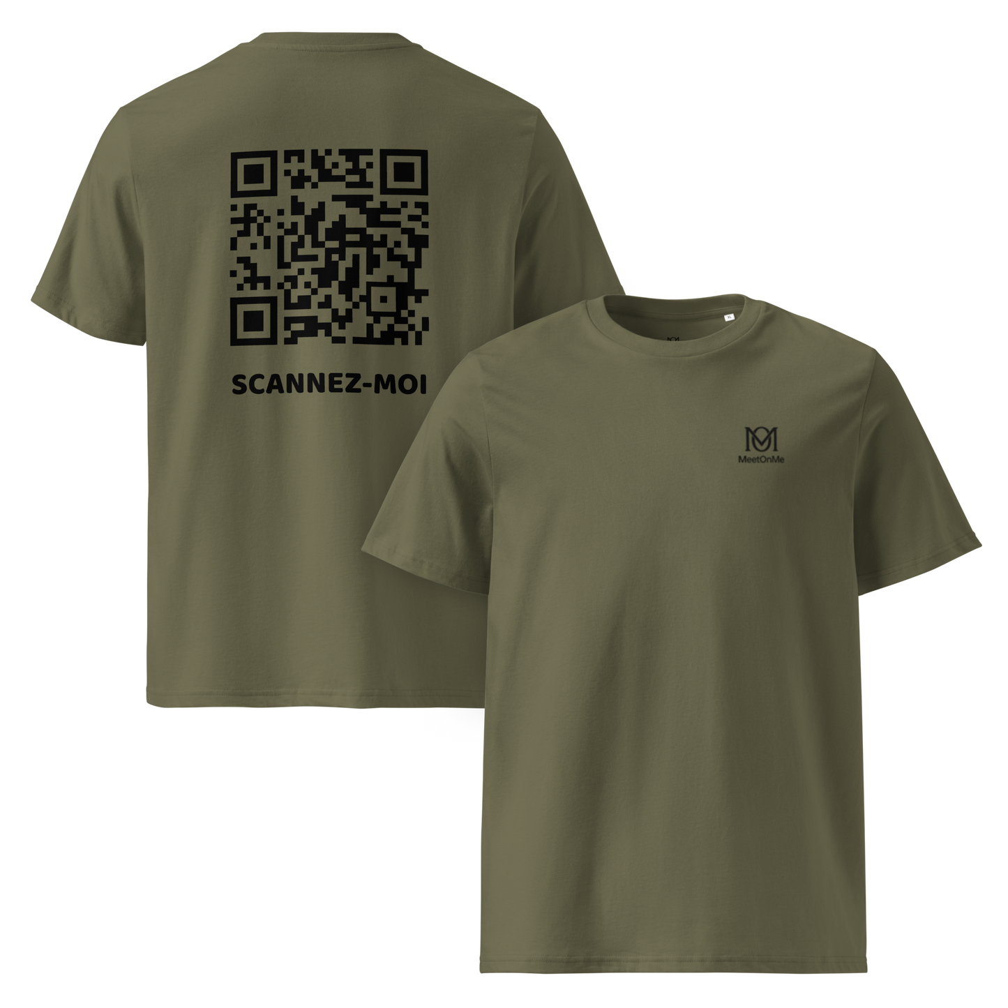 t-shirt qr code personnalisable kaki le scannez-moi BIS