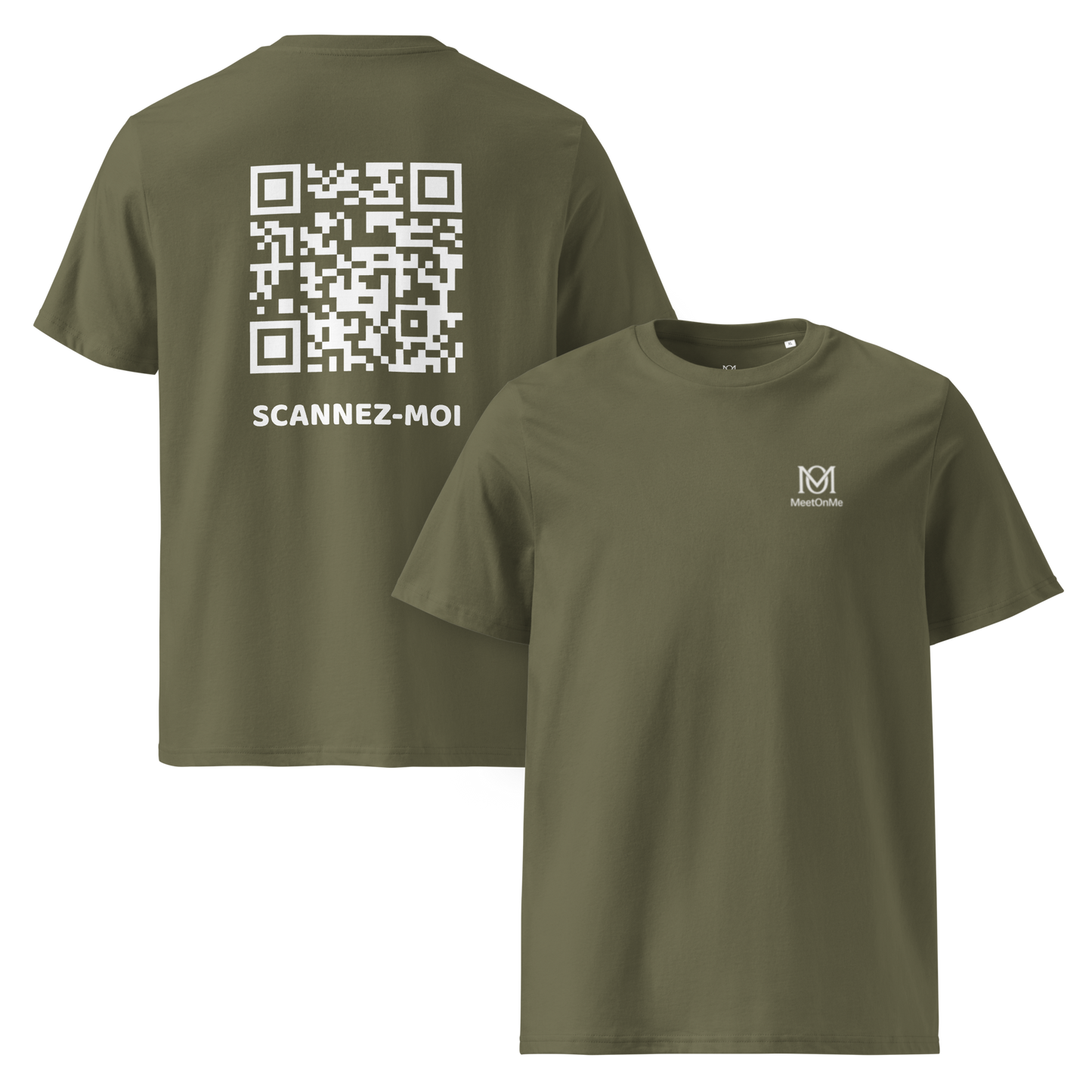 t-shirt qr code personnalisable kaki le scannez-moi
