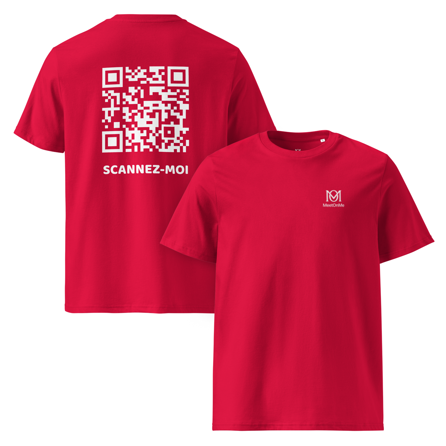 t-shirt qr code personnalisable rouge le scannez-moi