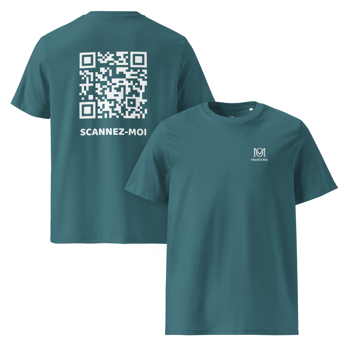 t-shirt qr code personnalisable bleu le scannez-moi