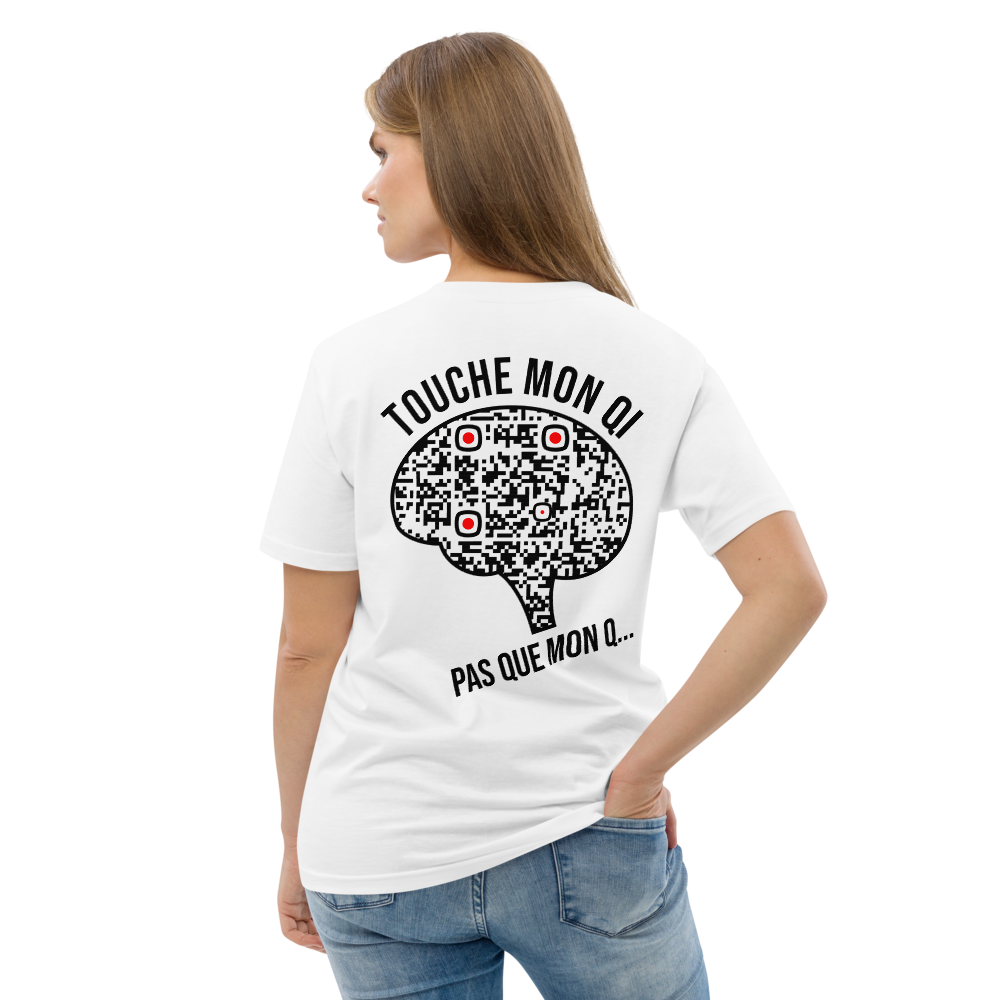t-shirt unisexe blanc qr code personnalisable le qi touché