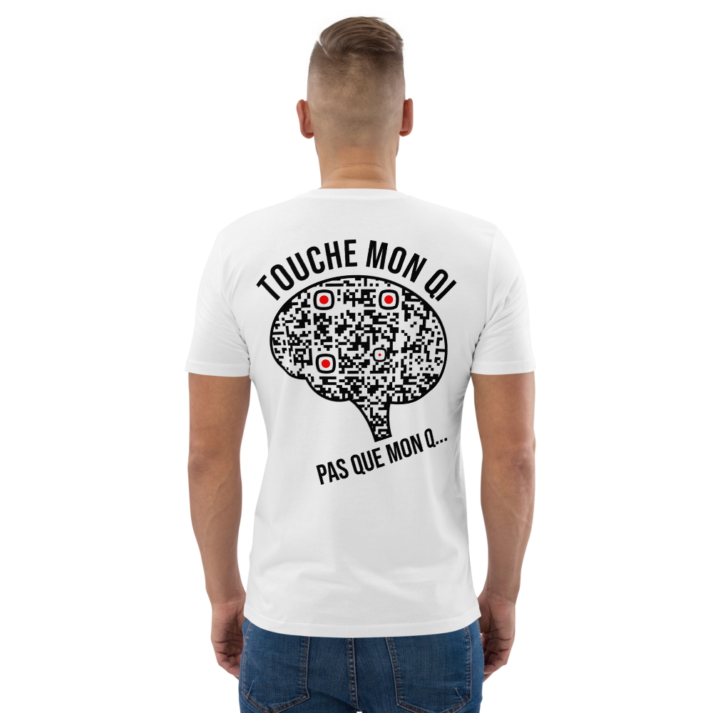 t-shirt unisexe blanc qr code personnalisable le qi touché