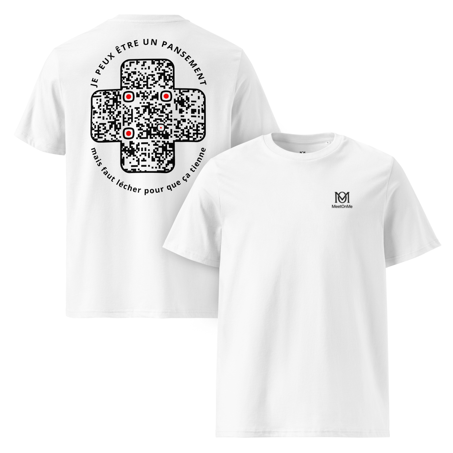 t-shirt unisexe blanc qr code personnalisable le pansement