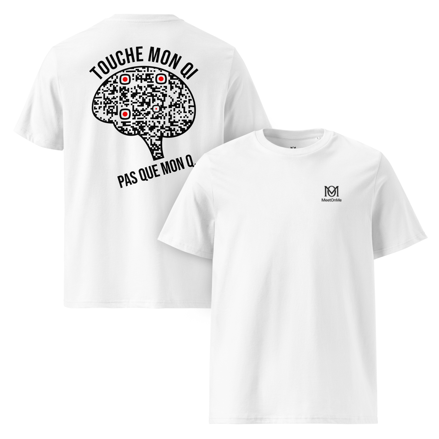 t-shirt unisexe blanc qr code personnalisable le qi touché