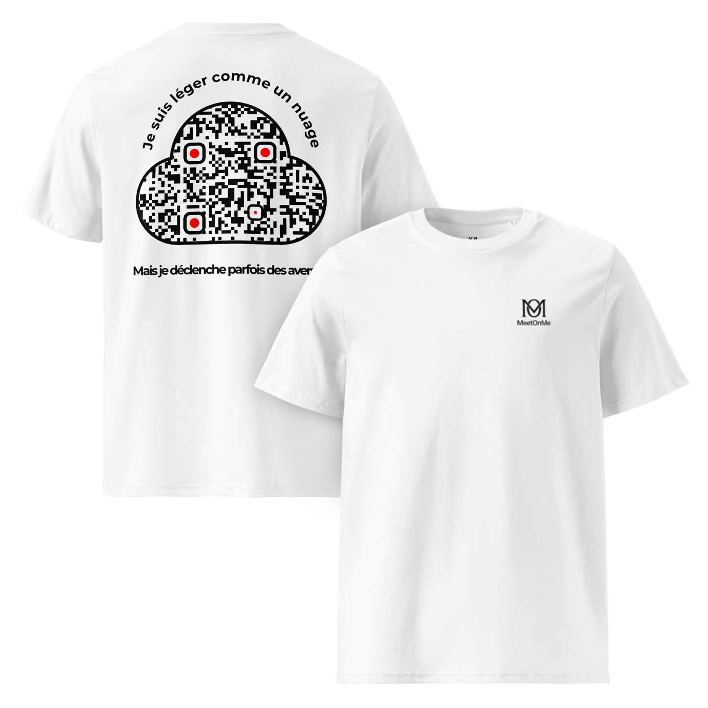 t-shirt unisexe Blanc qr code personnalisable le léger nuage