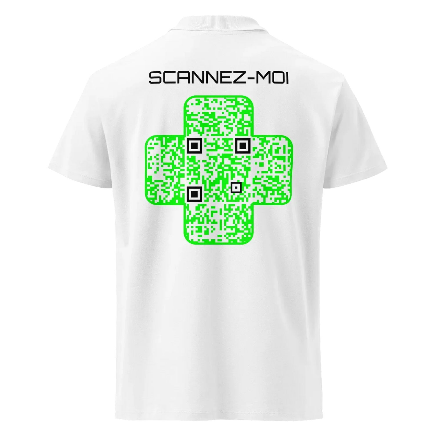 Polo QR Code personnalisé et personnalisable unisexe – vêtement connecté MeetOnMe