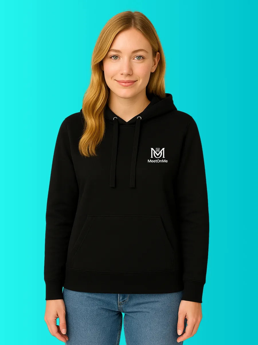 Sweat QR Code Noir – Porté Femme avant