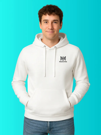 Sweat QR Code Blanc – Porté Homme avant