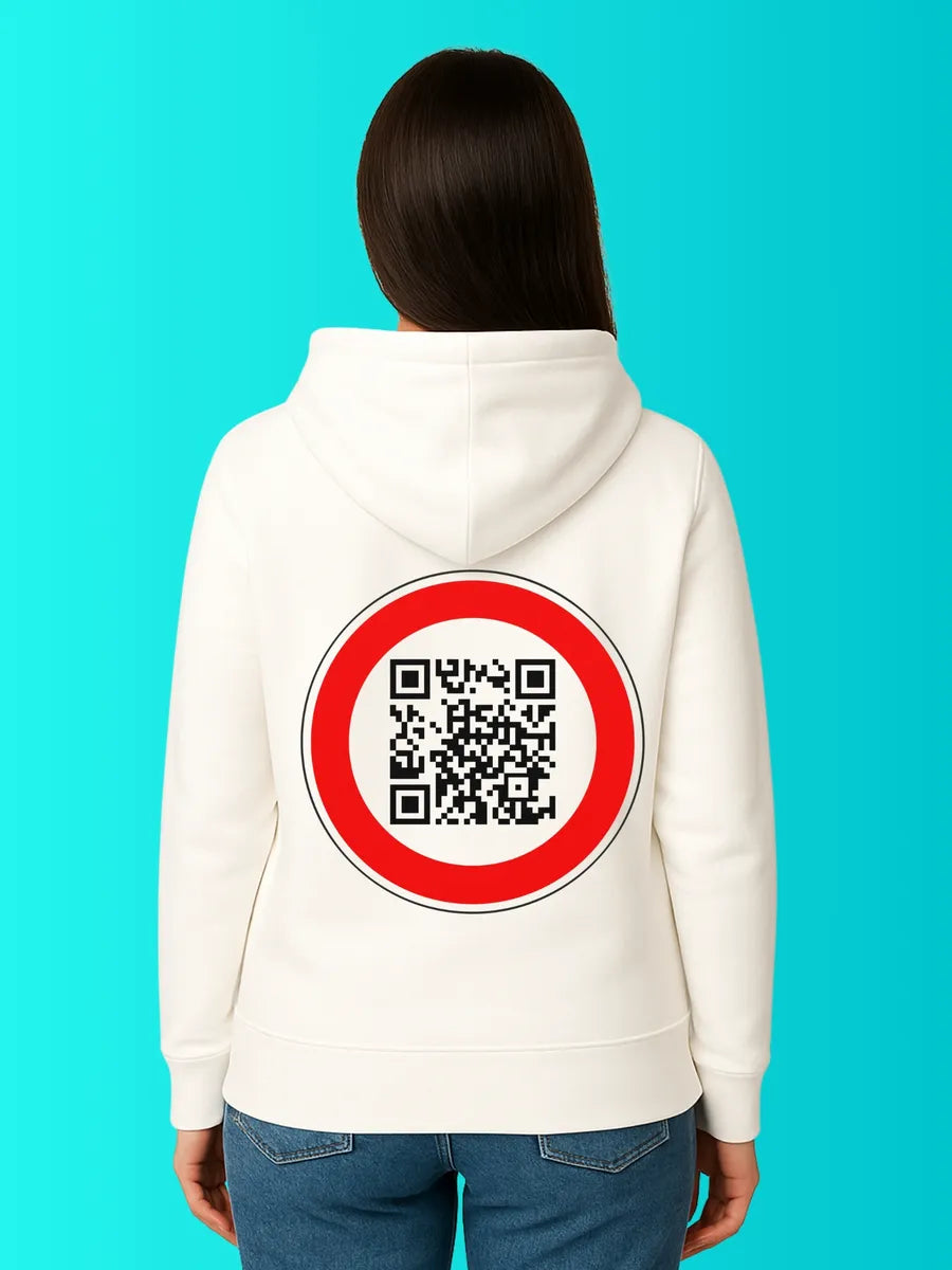 Sweat QR Code L'interdit Blanc – porté femme dos