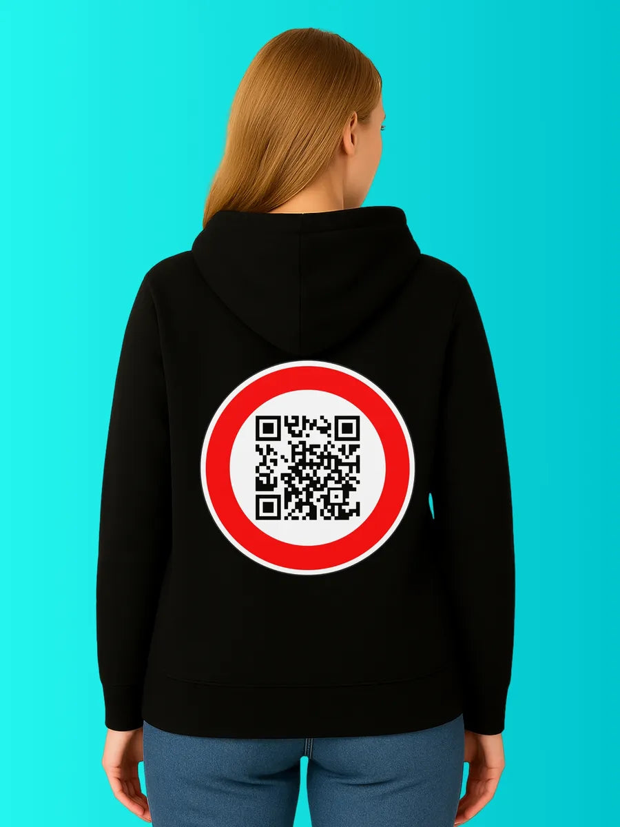 Sweat QR Code L'interdit noir – porté femme dos