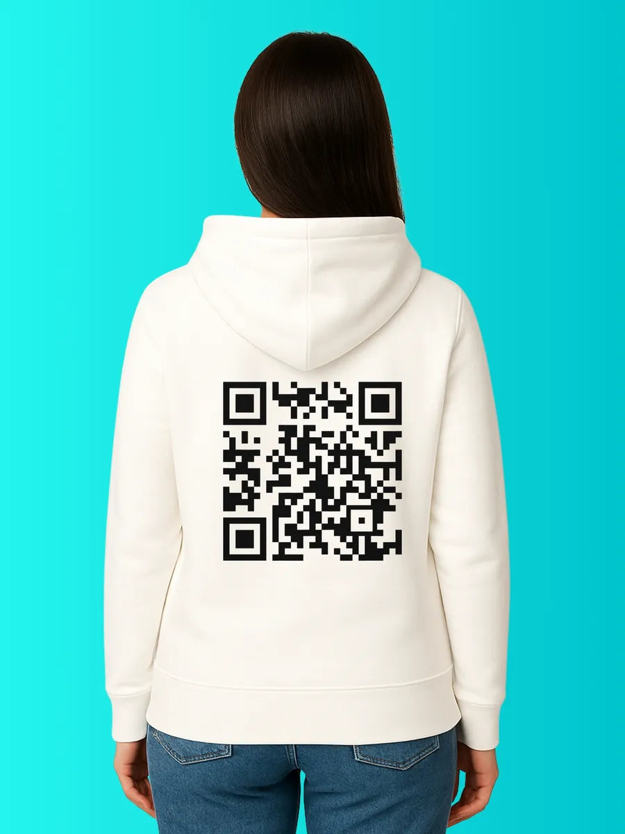 Sweat QR Code Le Classic Blanc – porté femme dos