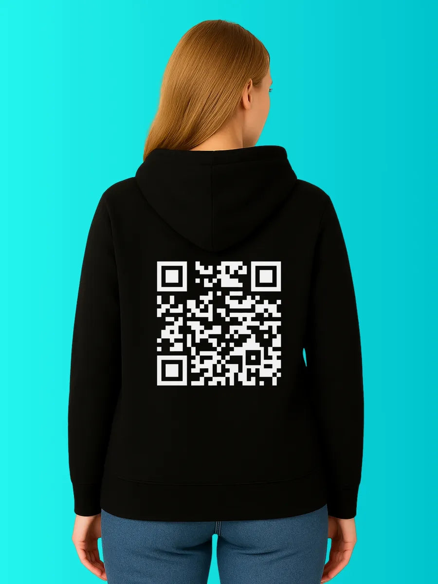 Sweat QR Code Le Classic Noir – porté femme dos