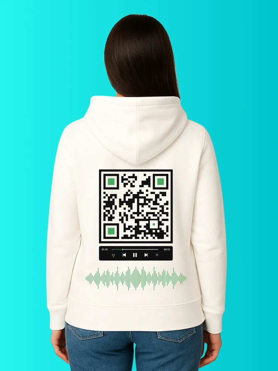 Sweat QR Code Le Lecteur Blanc – porté femme dos