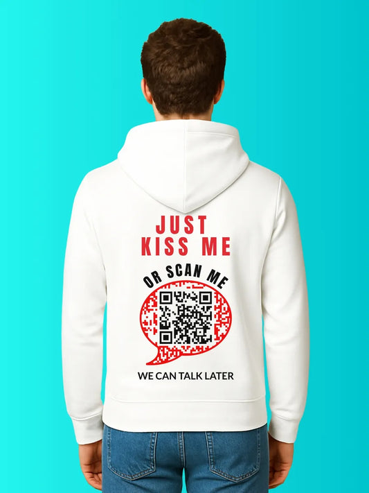 Sweat QR Code Le Plan B Blanc – porté homme dos