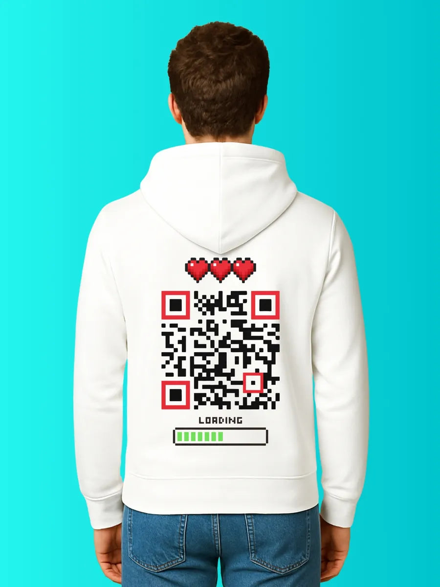 Sweat QR Code Le Player One Blanc – porté homme dos