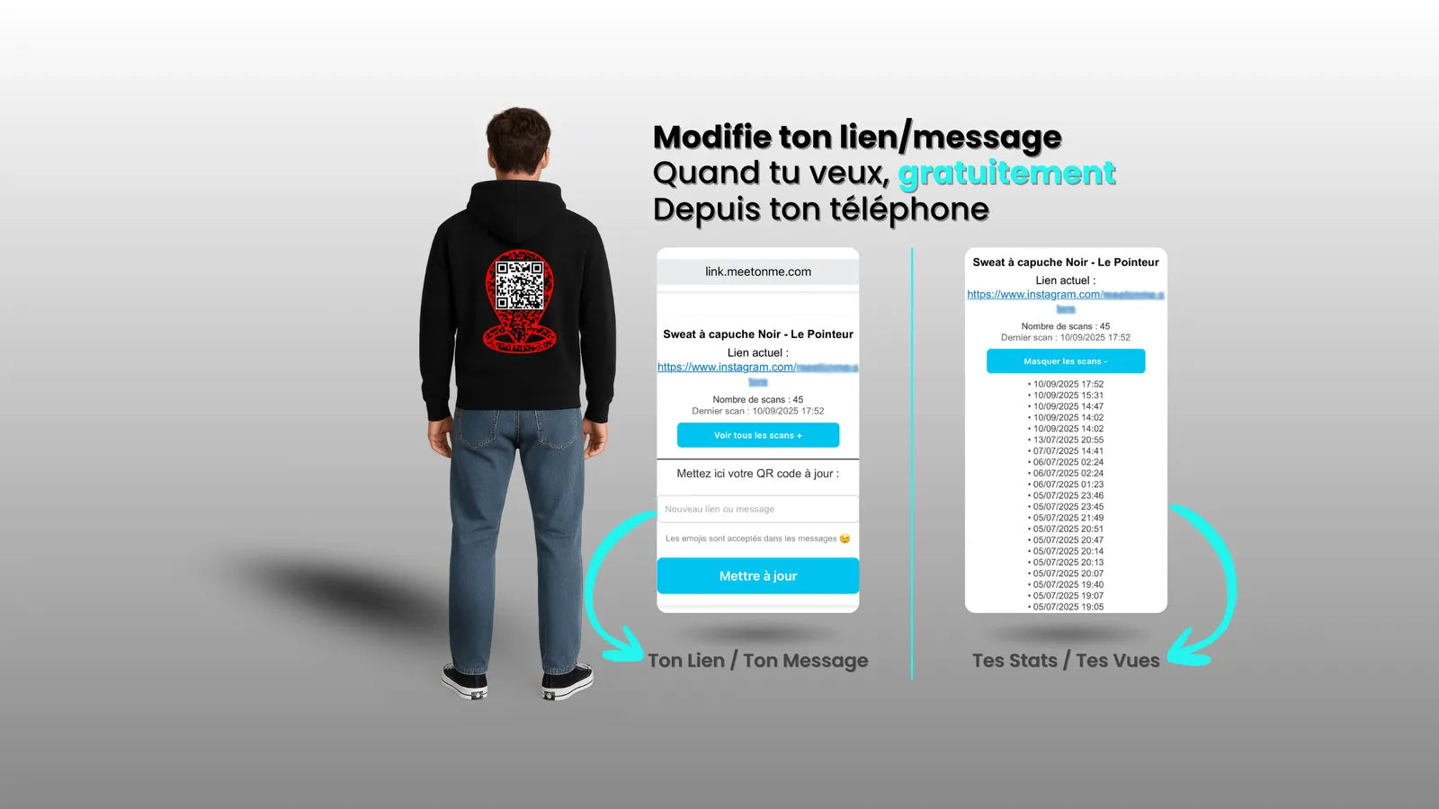 Personnalisation du QR Code sur vêtement connecté – MeetOnMe