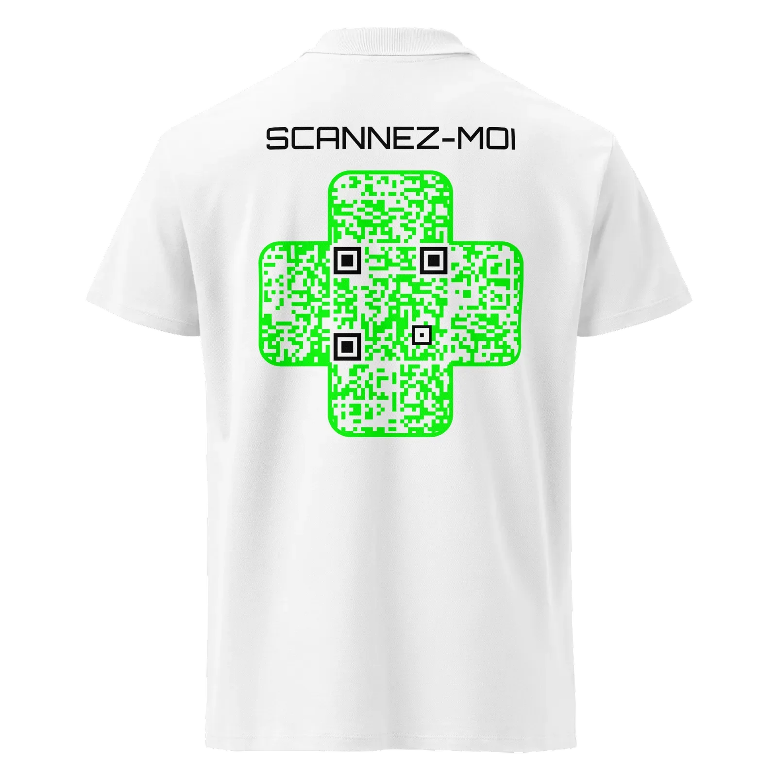 Polo QR Code original La Croix Verte – dos avec QR code intégré