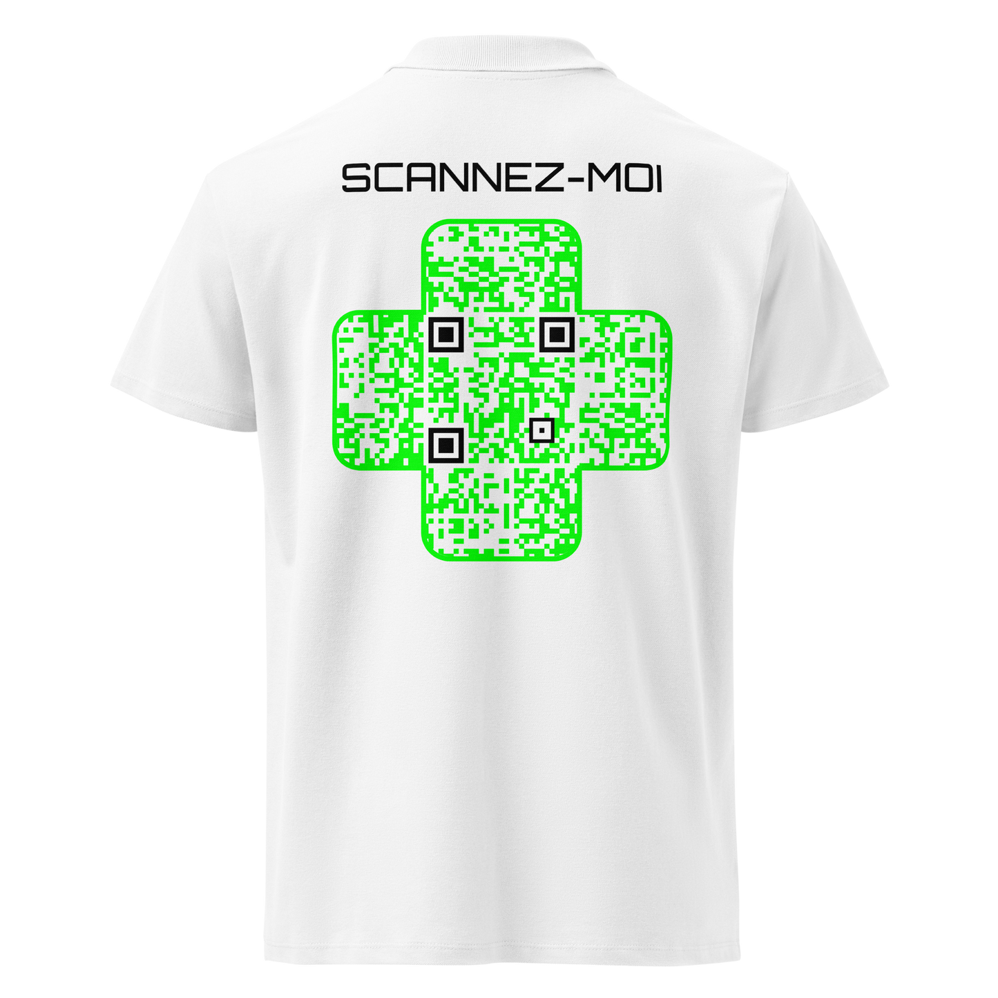 Polo QR Code original La Croix Verte – dos avec QR code intégré