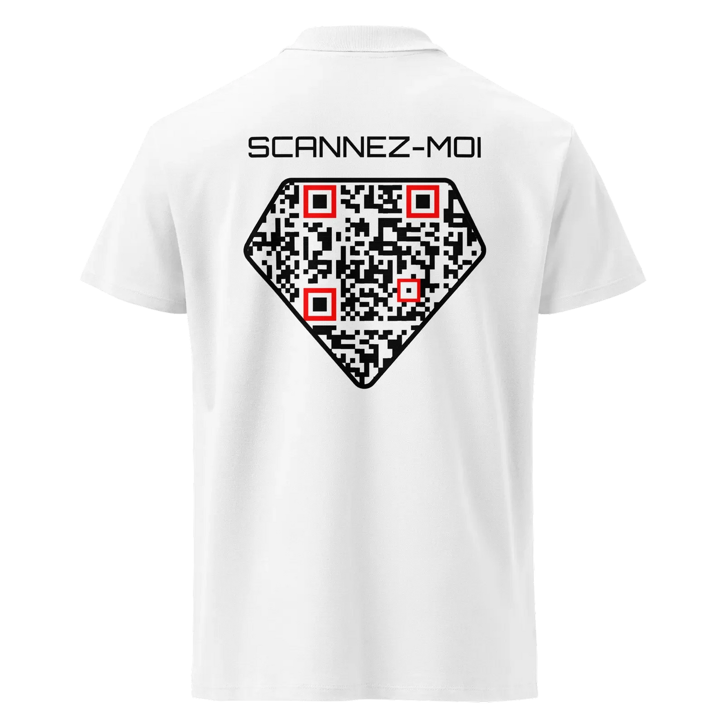 Polo QR Code personnalisé Le Diamant – modèle blanc arrière