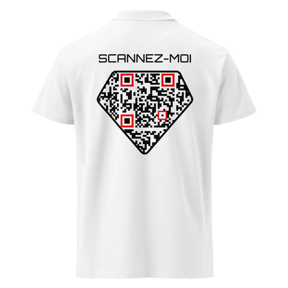 Polo QR Code personnalisé Le Diamant – modèle blanc arrière